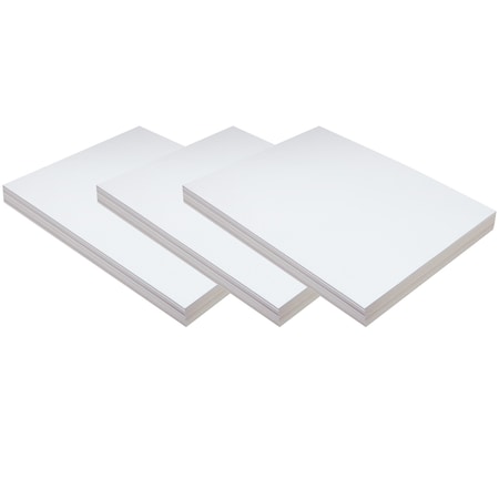 Pacon Medium Weight Tagboard, White, 9in. x 12in., 100 Sheets Per Pack, 3 Packs, 300PK P5281
